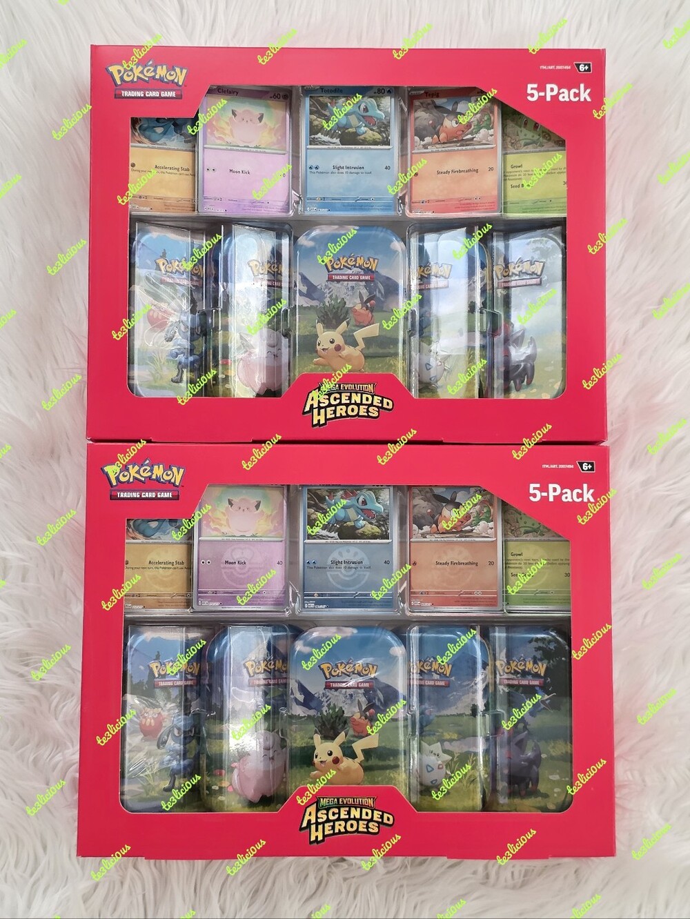 SET OF 2 POKÉMON TCG ASCENDED HEROES COSTCO MINI TINS 5 PACK COLLECTION *SEALED*